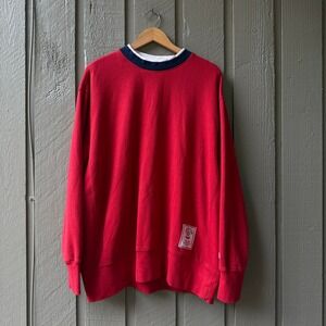 Champion Phys Ed Crewneck Sweatshirt Mens XL Red Navy White Layered Collar SG16
